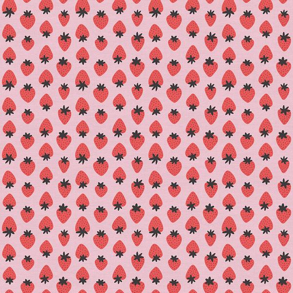 Quilter's Weight Cotton Fabric, Fruity Strawberries on Pink - 1/2 yard