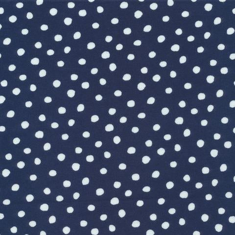 Organic Interlock Knit Fabric, Dots in Navy - Cloud9 - 1/2 yard